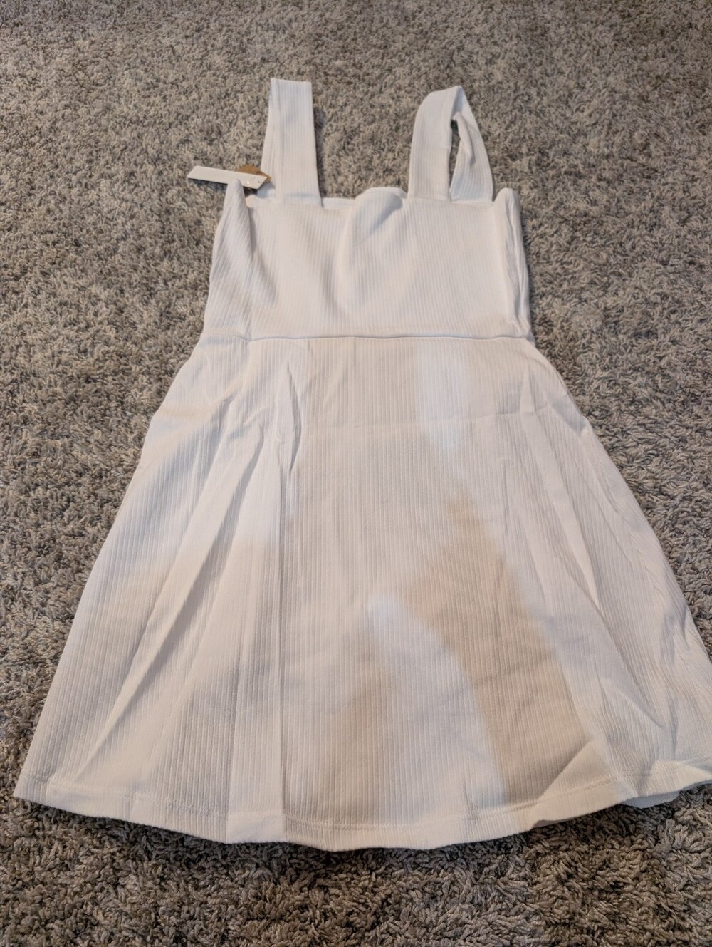 Pink!  White Ribbed Tennis Dress